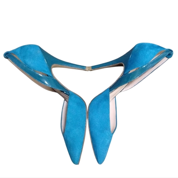 Pelle Moda Blue Suede Pumps Cut-Out Heels Size 7 - Picture 2 of 10